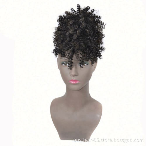 High Puff Ponytail Synthetic Hair Extensions African American Hair Ponytail Donut Chignon Drawstring Kinky Curly ALL Colors